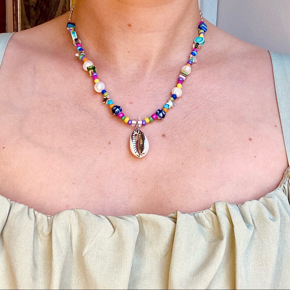 Martha Calvo inspired silver beaded necklace